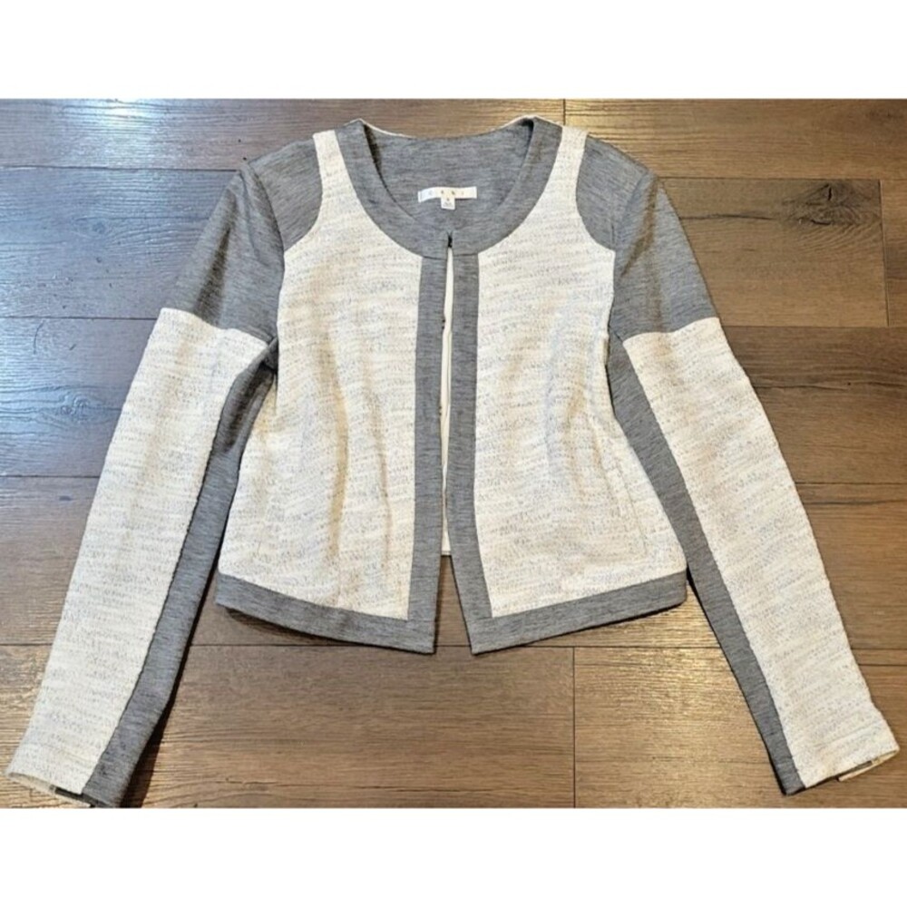 CAbi Jacket Small Gray Neutral Modern Style Office Fit Shoulder Pads Corpcore